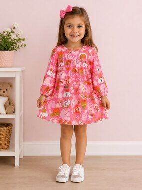 Girls - Vie en Rose Pink Dress | Long Sleeve Boutique Style - Brand New